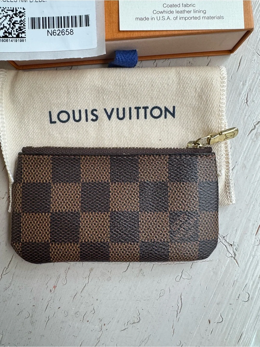Louis Vuitton Damier Ebene Cles Key Pouch Small Zip Card & Coin Pouch